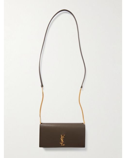 Saint Laurent White Cassandre Strap Smartphone-Hülle Aus Leder
