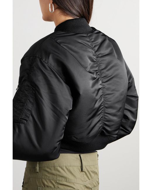 Re/done Blue Cropped Shell Bomber Jacket