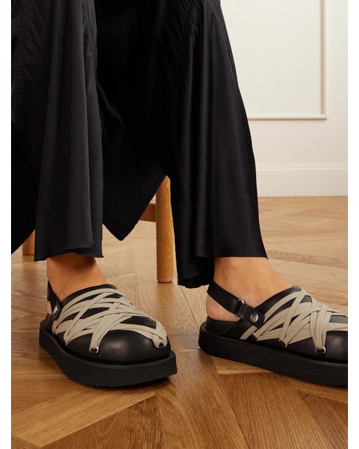 Rick Owens Black Megalace Platform Leather Mules