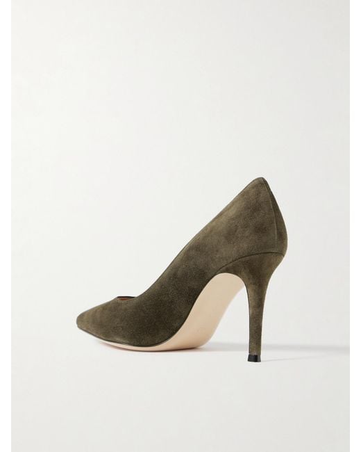 Gianvito Rossi Green Gianvito 85 Suede Pumps