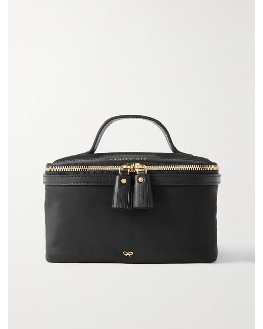 Anya Hindmarch Black Net Sustain Vanity Kit Small Leather-Trimmed Econyl Cosmetics Case