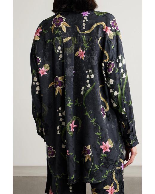 Agua Bendita Blue + Net Sustain Cecilia Tesoro Floral-print Jacquard Shirt
