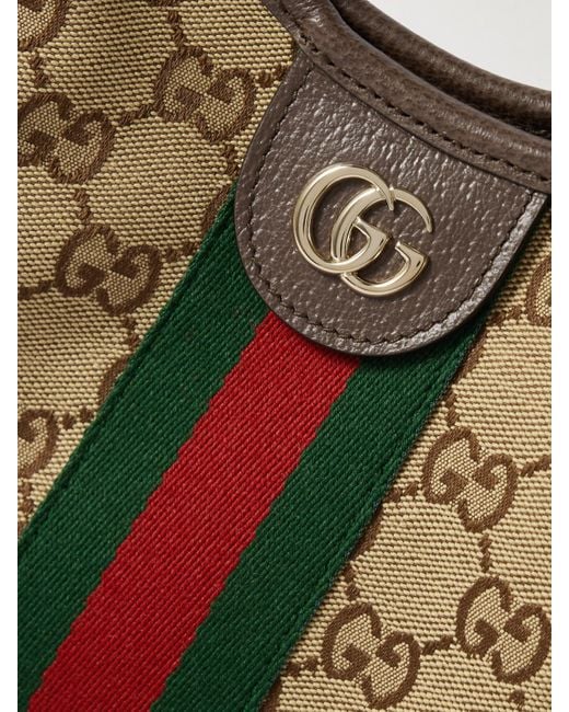 Gucci Metallic Giglio Small Leather-Trimmed Canvas-Jacquard Tote