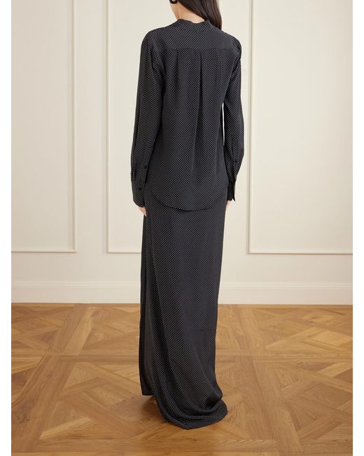 Sa Su Phi Blue Criss Cross Polka-Dot Silk Crepe De Chine Maxi Dress