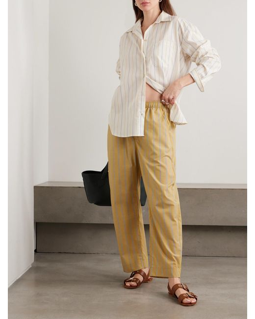 Jamie Haller Natural The Boxer Striped Cotton-Poplin Barrel-Leg Pants
