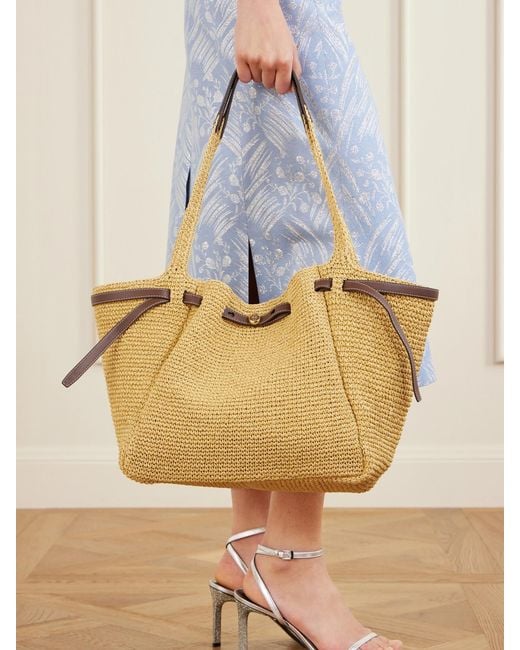 Tory Burch Natural Romy Leather-Trimmed Straw Tote