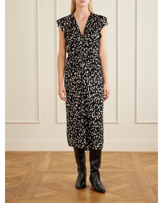 Isabel Marant White Lyndsay Floral-Print Chiffon Midi Dress