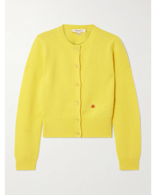 J.W. Anderson Yellow Verkürzter Cardigan Aus Wolle Mit Stickerei