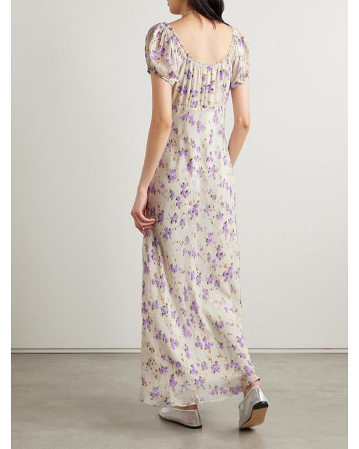 Robe Longue En Crêpe De Chine À Imprimé Fleuri Madara LoveShackFancy en coloris White