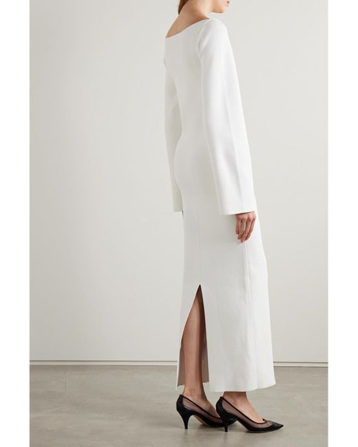 Khaite White Alta Ribbed-Knit Maxi Dress