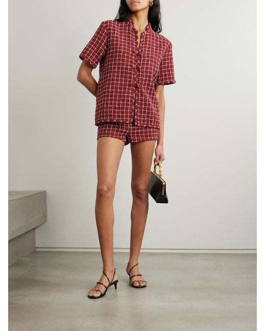 LIBEROWE Red Hetty Oversized-Hemd Aus Kariertem Bouclé-Tweed