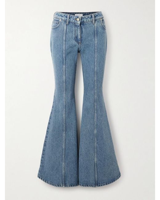 Nina Ricci Blue Paneled Mid-Rise Flared Jeans