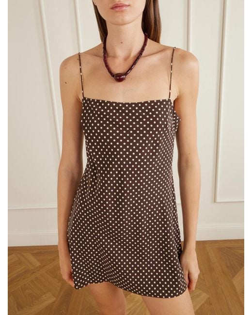 Matteau Brown Polka-Dot Silk-Crepe De Chine Mini Dress