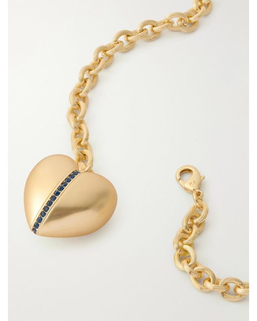 Roxanne Assoulin White The Sapphire Stripe Puffy Heart-Tone And Sapphire Necklace