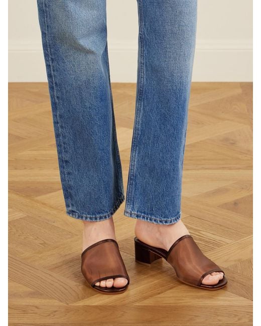 Maryam Nassir Zadeh Brown Sophie Leather-Trimmed Mesh Mules