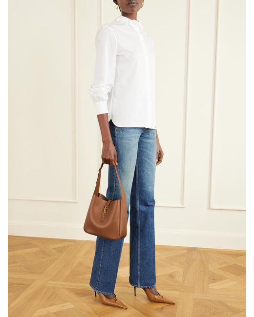 Saint Laurent White Le 5 À 7 Leather Shoulder Bag