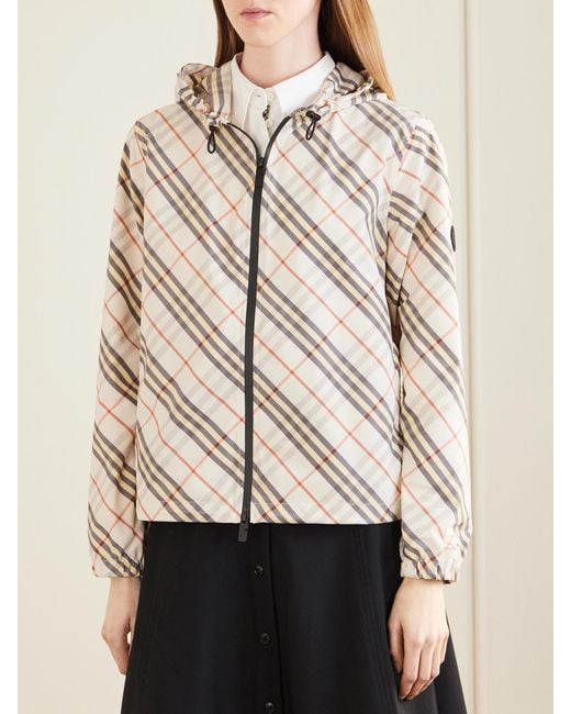Burberry Natural Checked Hooded Shell Jacket