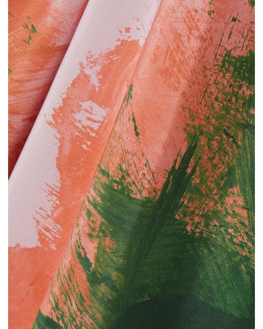 Dries Van Noten Pink Draped Printed Silk-Georgette Maxi Skirt