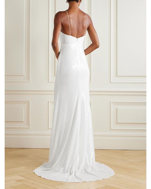 Alex Perry White Bikini Sequined Mesh Gown