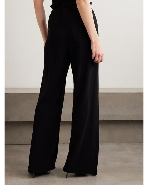 Cult Gaia Black Naomi Crepe Wide-Leg Wrap Pants