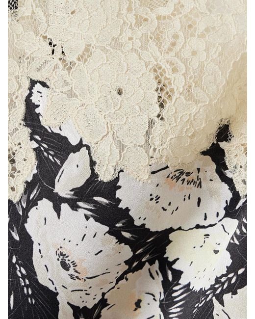 Doen Multicolor Loure Lace-Trimmed Floral-Print Silk-Satin Camisole