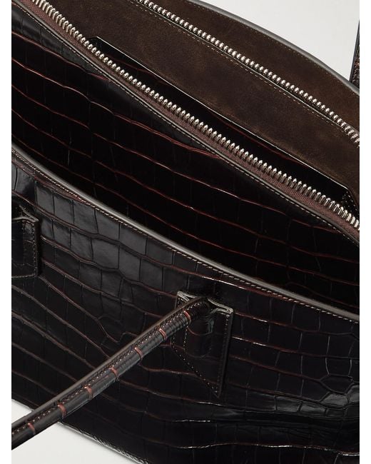 The Attico Black La Passeggiata Medium Asymmetric Croc-Effect Leather Tote