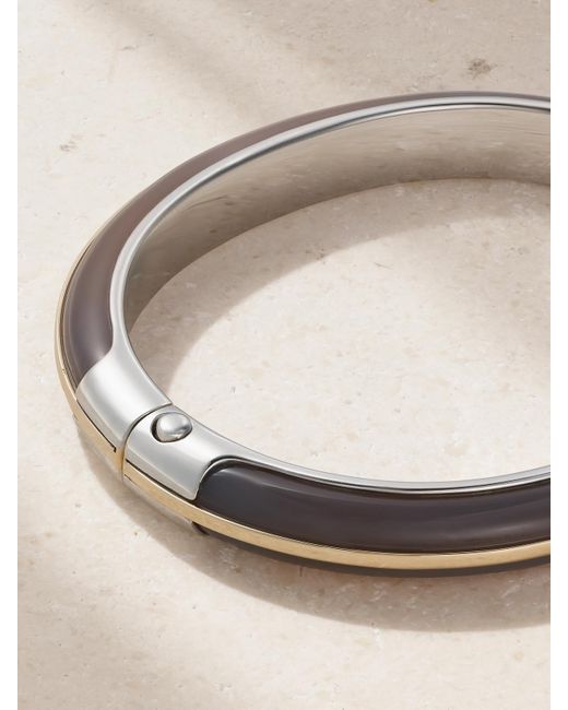 BY PARIAH Natural Classic Stack Set Aus Drei Armreifen Aus Recyceltem 14 Karat Und Recyceltem Sterlingsilber Mit Diamanten Und Achat