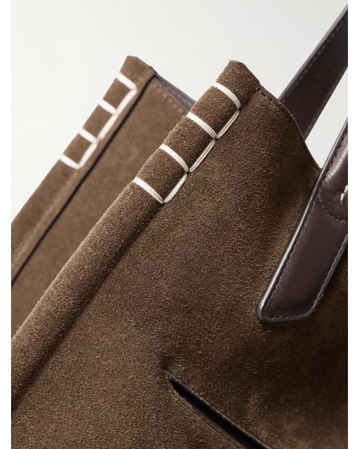 J.W. Anderson Brown Loafer Cabas Tasseled Leather-Trimmed Suede Shoulder Bag