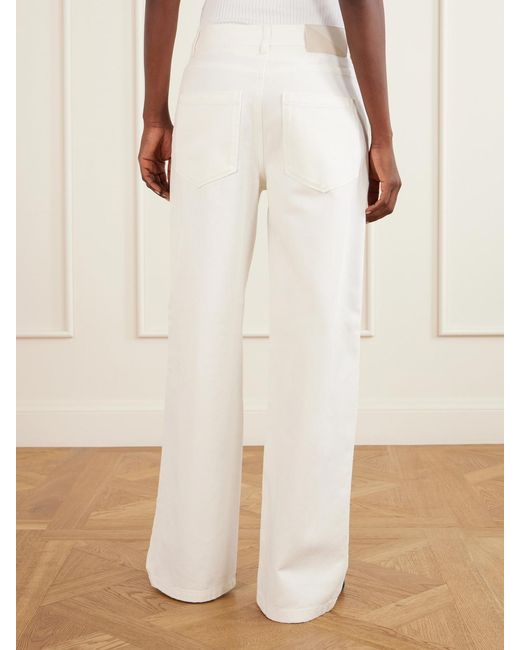 Loewe White Anagram-Embroidered Mid-Rise Wide-Leg Jeans