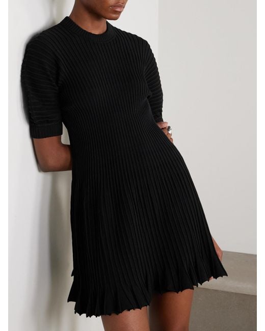 Ulla Johnson Black Talie Minikleid Aus Rippstrick Mit Falten
