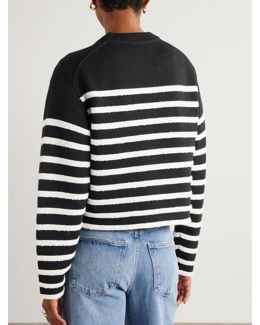 Proenza Schouler Black Nia Cropped Striped Cotton-Blend Sweater