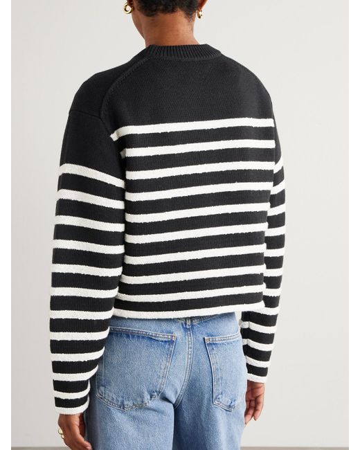Proenza Schouler Black Nia Verkürzter Pullover Aus Einer Gestreiften Baumwollmischung