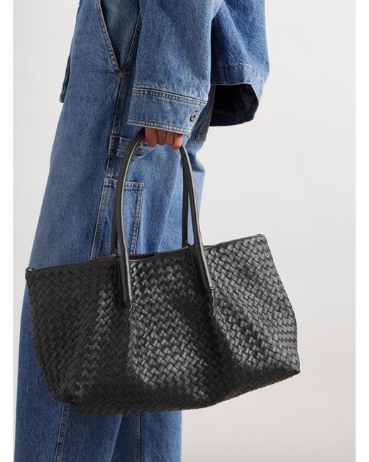 Bottega Veneta Black Pinacoteca Medium Reversible Intrecciato Leather Tote