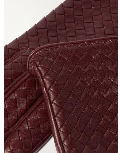 Bottega Veneta Red Intrecciato Leather Gloves