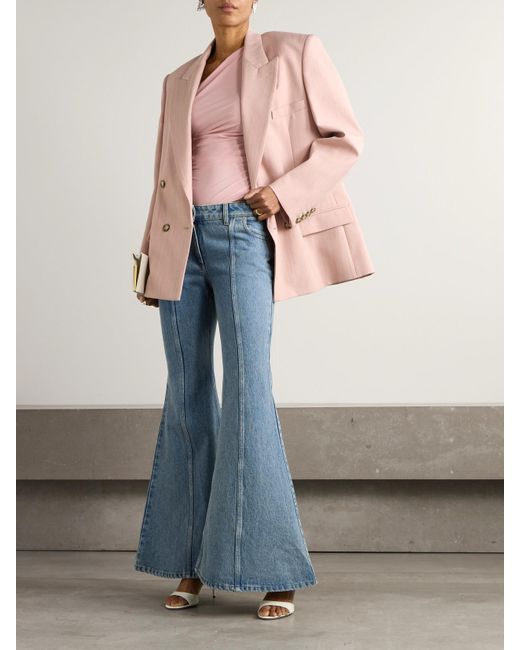 Nina Ricci Blue Paneled Mid-Rise Flared Jeans