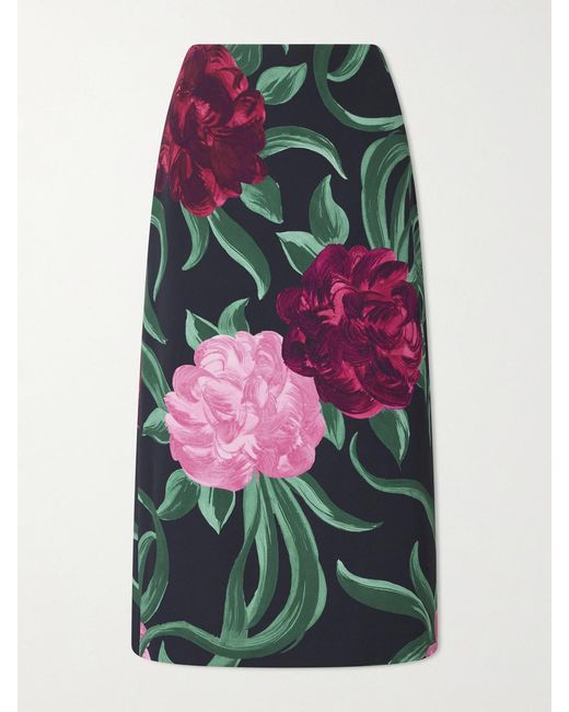 LaDoubleJ Green Printed Satin Maxi Skirt