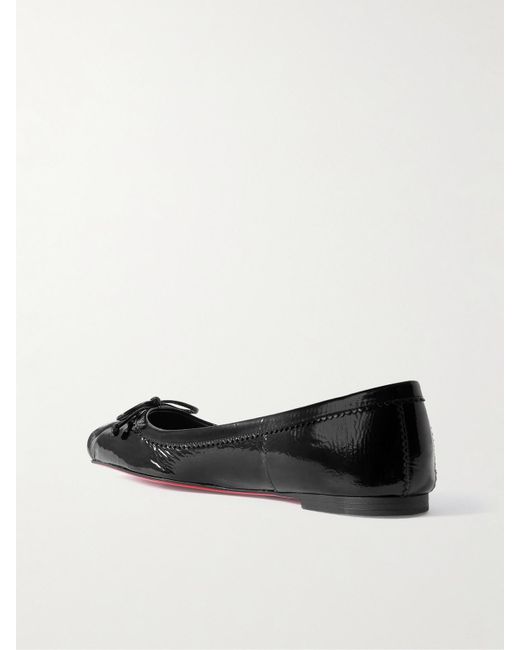 Christian Louboutin White Mamadrague Crinkled Patent-Leather Ballet Flats
