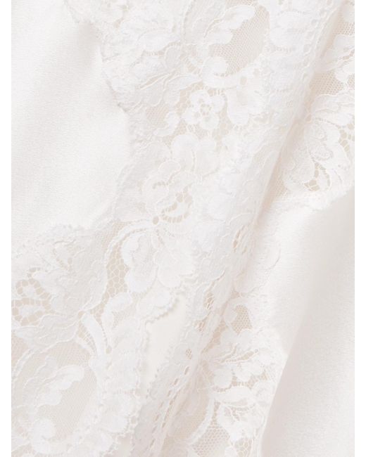 Rodarte White Embellished Lace-Trimmed Silk-Satin Midi Dress