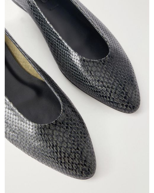 Aeyde White Ellie Snake-Effect Leather Ballet Flats