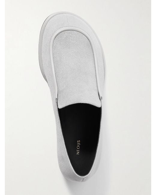 Neous White Polaris Leather-Trimmed Suede Loafers