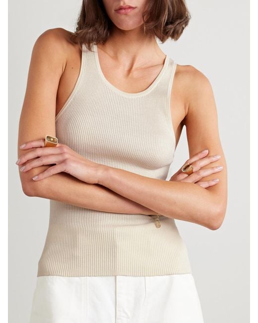 Nili Lotan Natural Selah Ribbed Silk-Jersey Tank