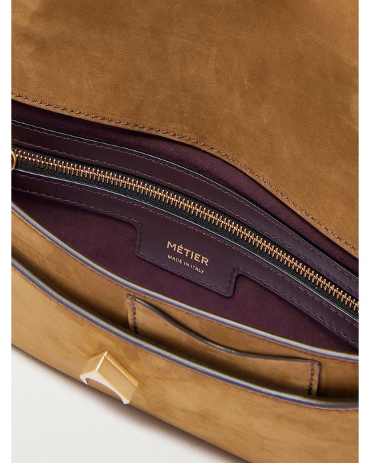 Metier Brown Edge Embellished Suede Clutch