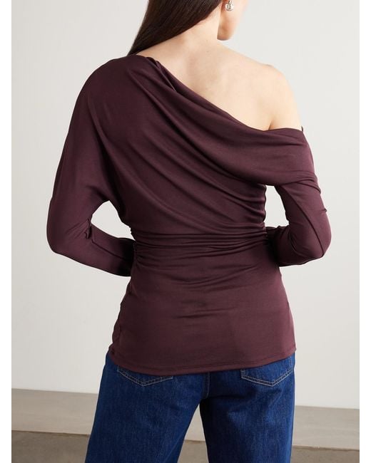 TOVE Purple Blake Draped Stretch-Jersey Top