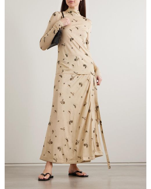 Totême Natural Floral-Print Jersey Maxi Wrap Skirt