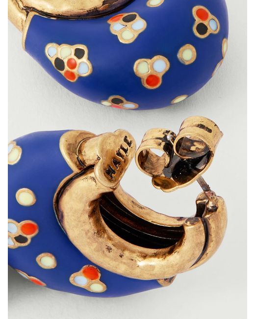 Maison Mayle Blue Niki-Plated And Enamel Hoop Earrings