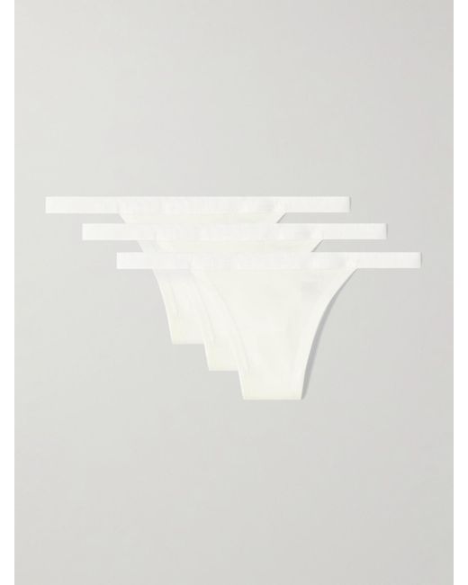 CDLP White Set Aus Drei Strings Aus Stretch-Tencel-Lyocell