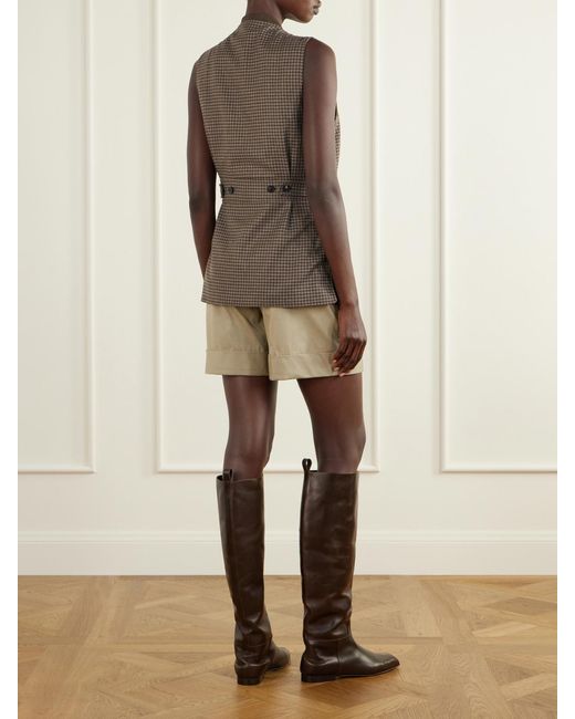 James Purdey & Sons Brown Suede-Trimmed Checked Wool And Cashmere-Blend Tweed Vest