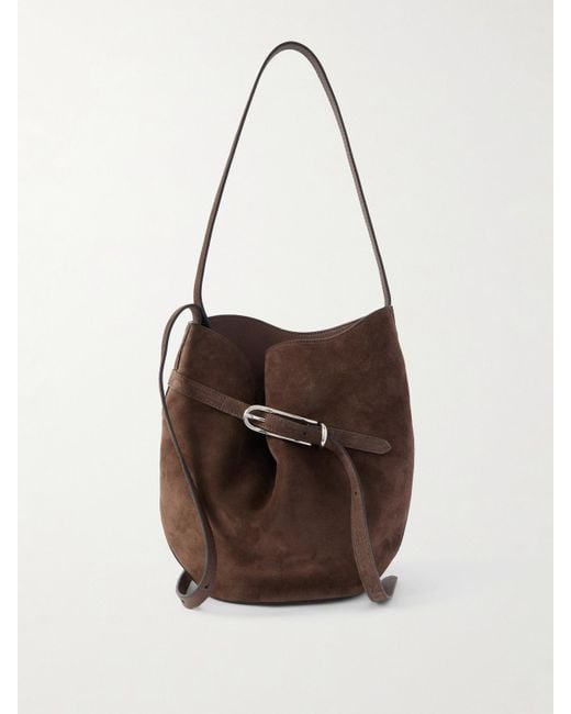 Liffner Brown Beuteltasche Aus Veloursleder Mit Schnalle
