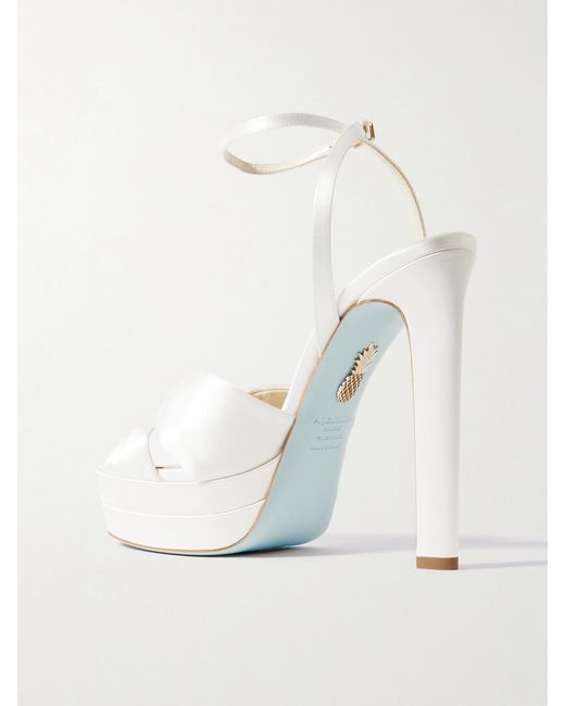 Aquazzura Natural Cupid Plateau 130 Knotted Satin Platform Sandals