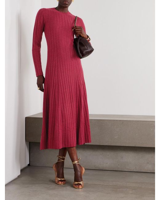 Altuzarra Red Gia Ribbed Wool And Cashmere-Blend Maxi Dress